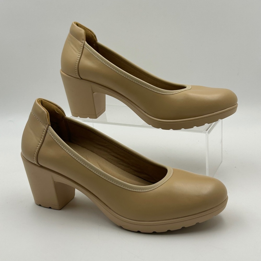 Dream Pairs Pumps Womens 8.5 Nude Beige Block Heel Lug Sole Office‎ Professional